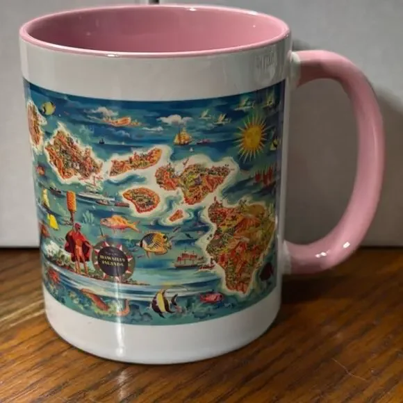 NWT Hula Girl Coffee Hawaii White Pink Coffee Mug 11 Ounces - Picture 3 of 6